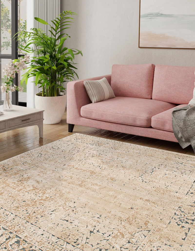 Coastal Manor Collection Area Rug -  Marina Square Beige  lifestyle 34