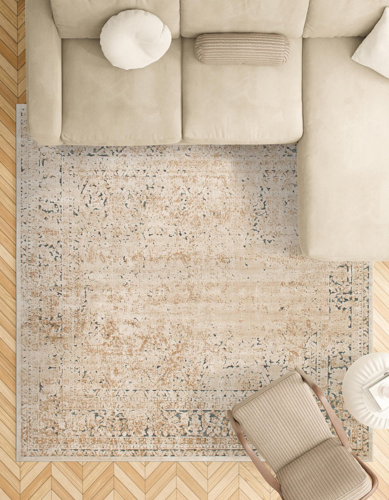 Coastal Manor Collection Area Rug -  Marina Square Beige  lifestyle 49