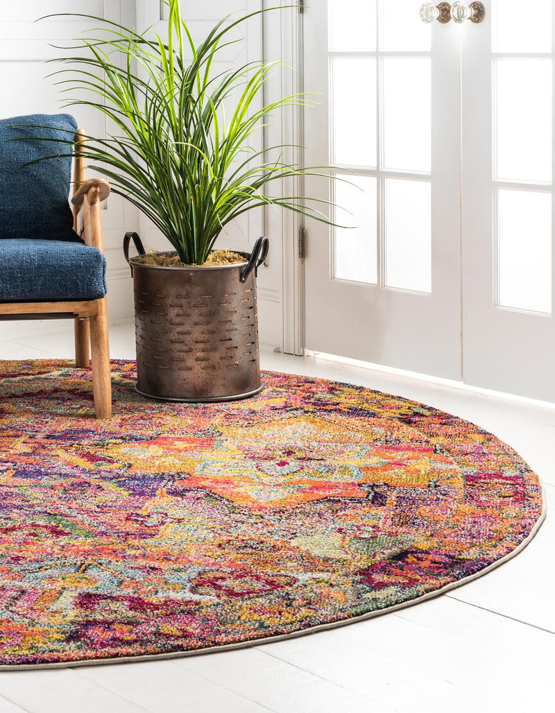 Sierra Collection Area Rug -  Catalina Round Multi  lifestyle 25