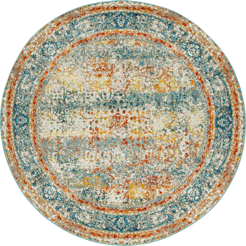 Amalfi Coast Woven Collection Area Rug -  Minori Round Blue  lifestyle 2