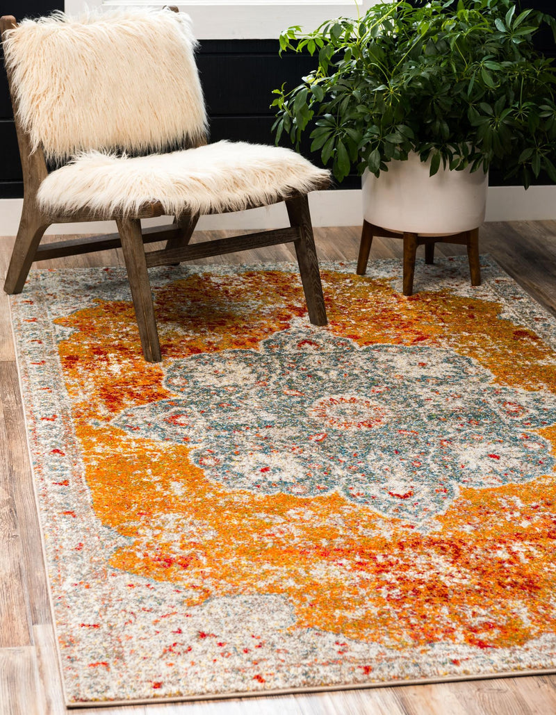 Amalfi Coast Woven Collection Area Rug -  Praiano Rectangle Orange  lifestyle 2