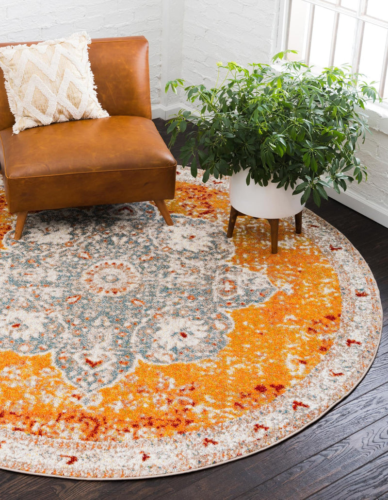 Amalfi Coast Woven Collection Area Rug -  Praiano Round Orange  lifestyle 13