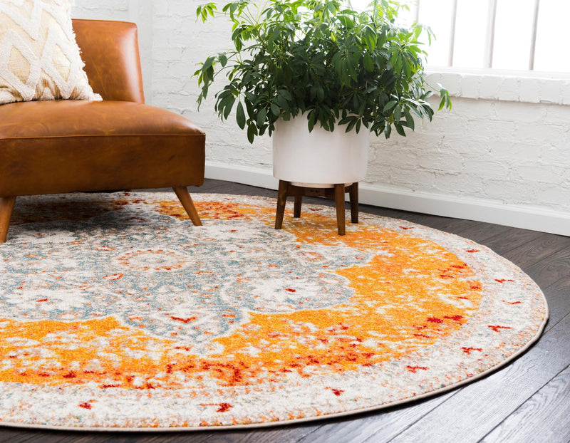 Amalfi Coast Woven Collection Area Rug -  Praiano Round Orange  lifestyle 18