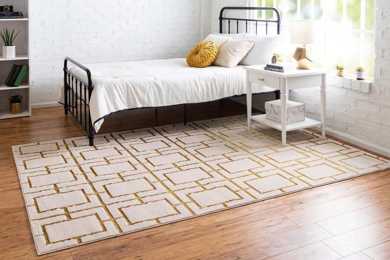 Hollywood Luxe Collection Area Rug -  Beverly (White Gold) Rectangle White Gold  lifestyle 3