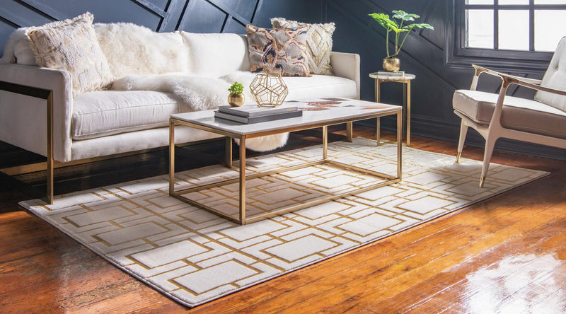 Hollywood Luxe Collection Area Rug -  Beverly (White Gold) Rectangle White Gold  lifestyle 12