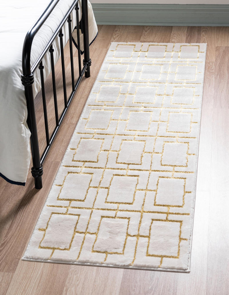 Hollywood Luxe Collection Area Rug -  Beverly (White Gold) Runner White Gold  lifestyle 18