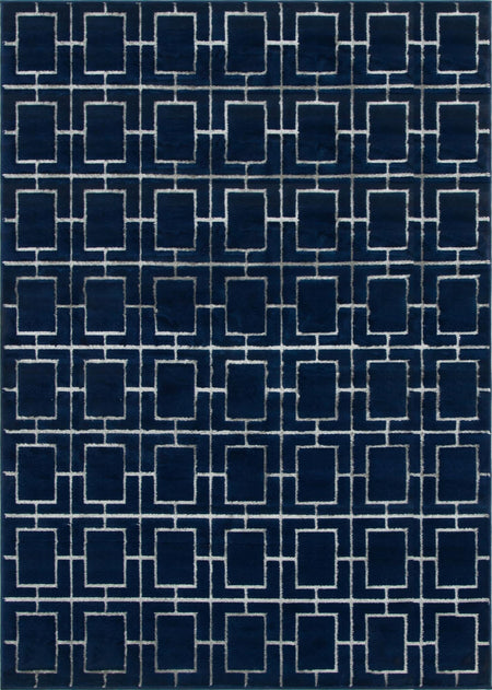 Hollywood Luxe Collection Area Rug -  Beverly (Navy Blue Silver)