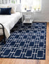 Hollywood Luxe Collection Area Rug -  Beverly (Navy Blue Silver)