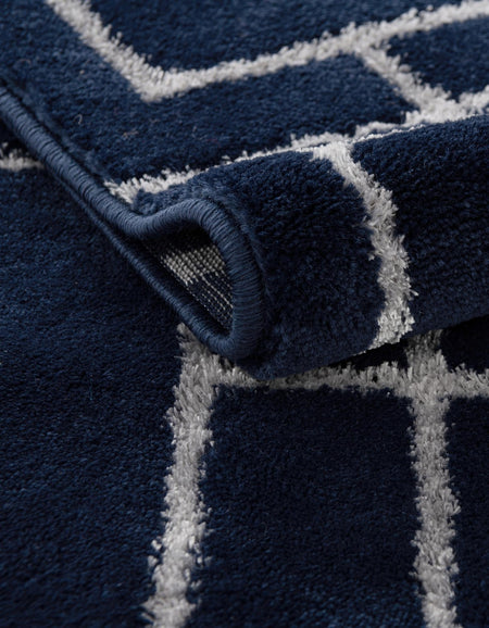 Hollywood Luxe Collection Area Rug -  Beverly (Navy Blue Silver)