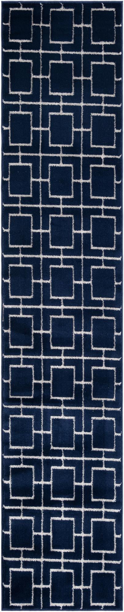 Hollywood Luxe Collection Area Rug -  Beverly (Navy Blue Silver)