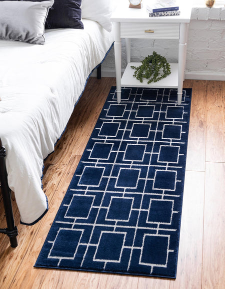 Hollywood Luxe Collection Area Rug -  Beverly (Navy Blue Silver)