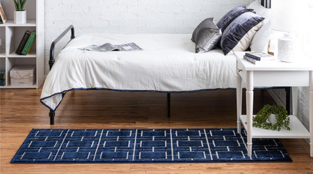 Hollywood Luxe Collection Area Rug -  Beverly (Navy Blue Silver)