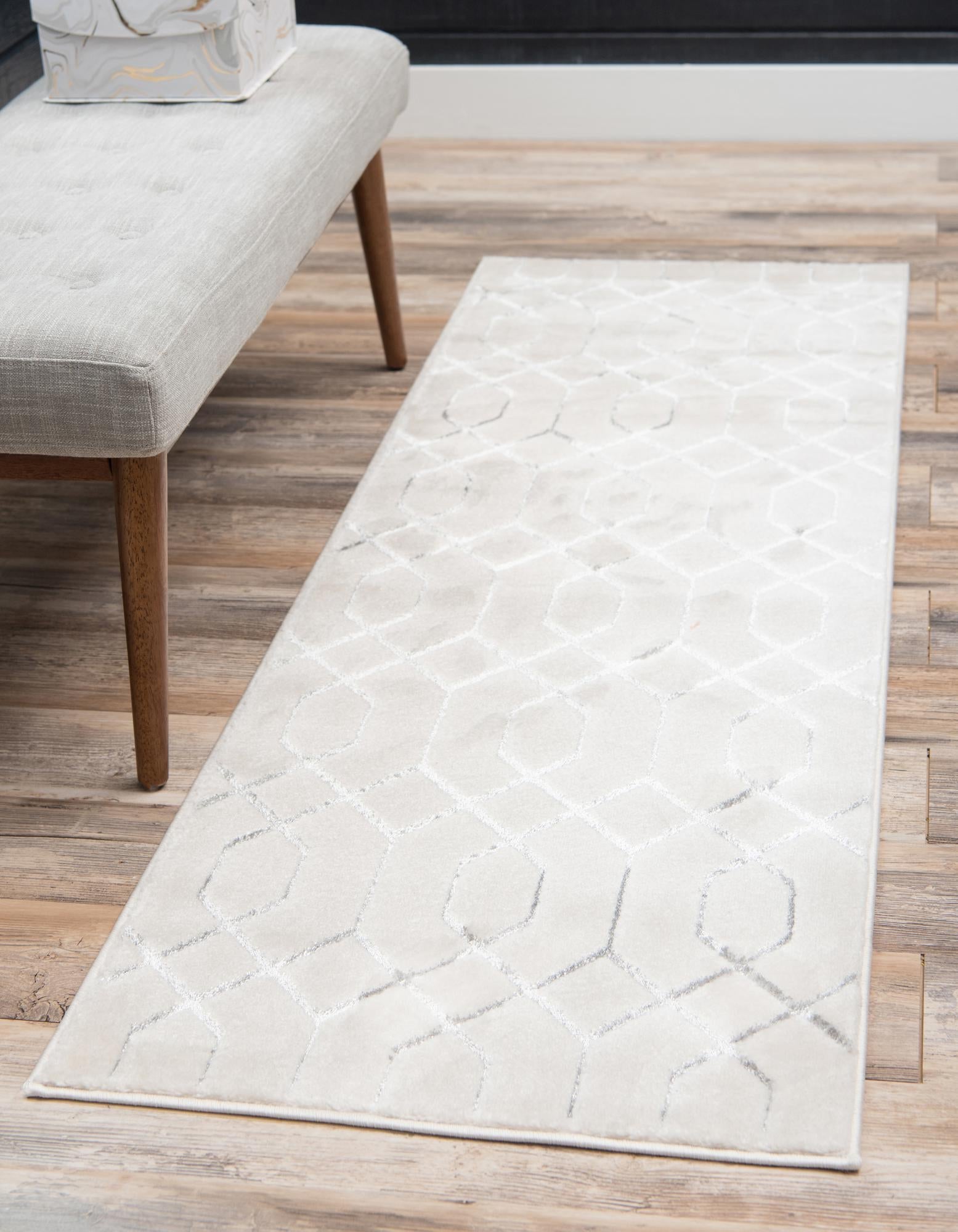 Hollywood Luxe Collection Area Rug - Sunset (White Silver)