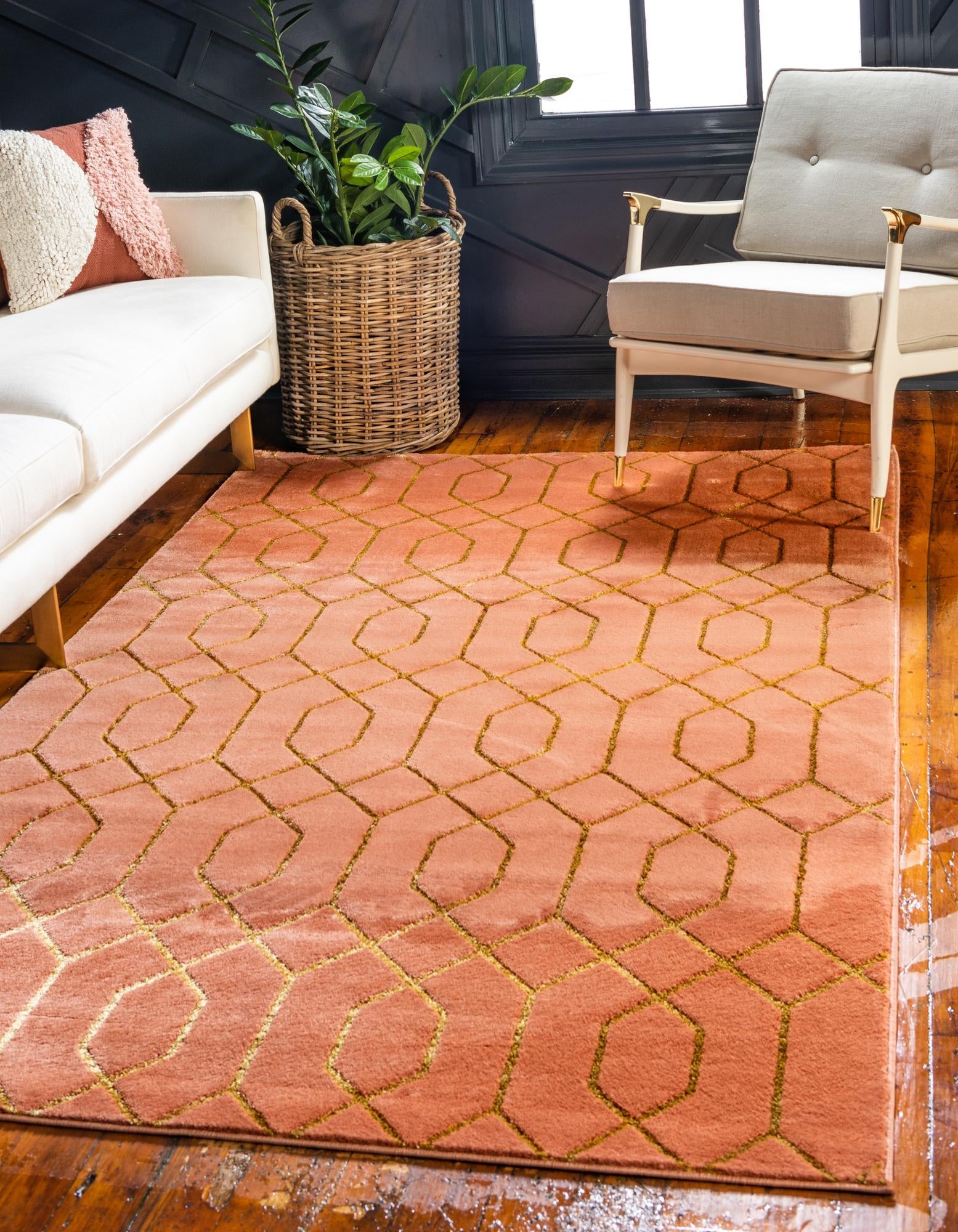 Hollywood Luxe Collection Area Rug - Sunset (Coral Gold)