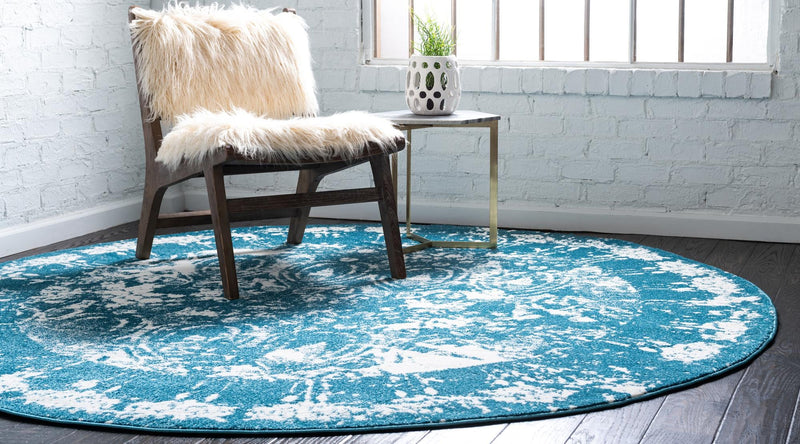 Amalfi Coast Woven Collection Area Rug -  Capri Round Blue  lifestyle 24