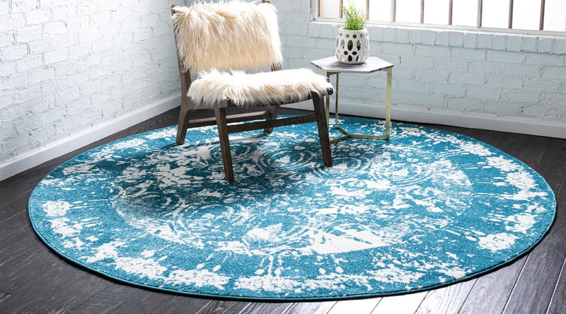 Amalfi Coast Woven Collection Area Rug -  Capri Round Blue  lifestyle 28