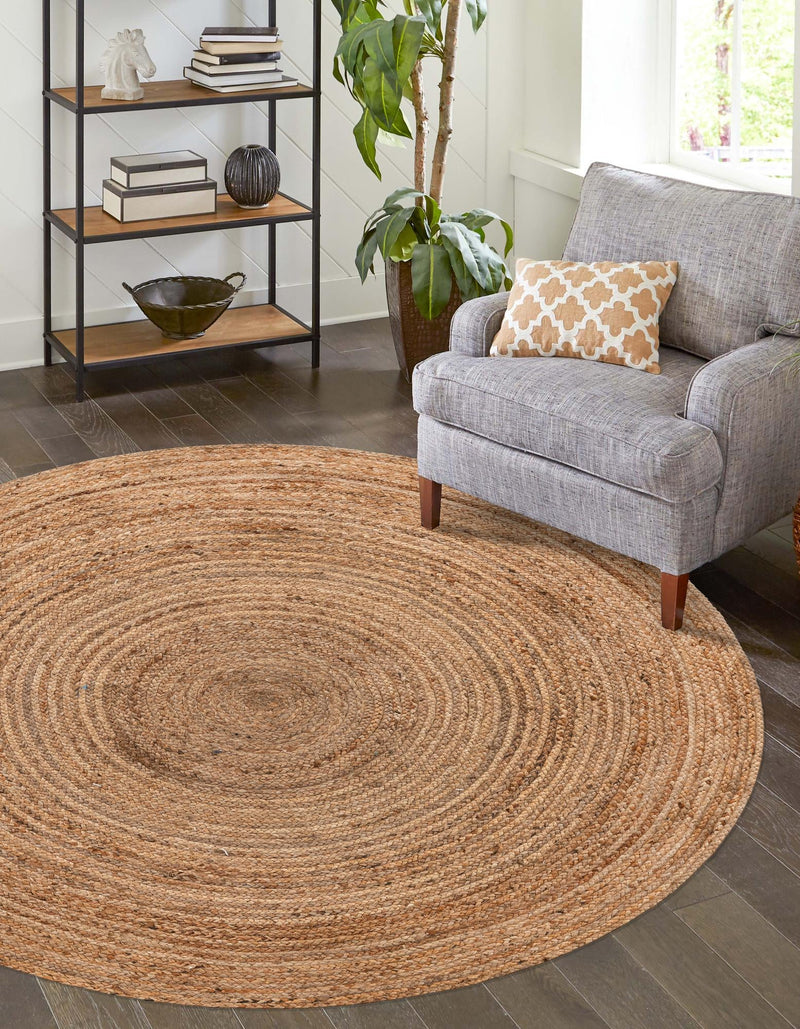 Woven Seaside Jute Collection Area Rug - Savannah (Natural) Round Natural  lifestyle 80