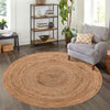 Woven Seaside Jute Collection Area Rug - Savannah (Natural) Round Natural  lifestyle 148