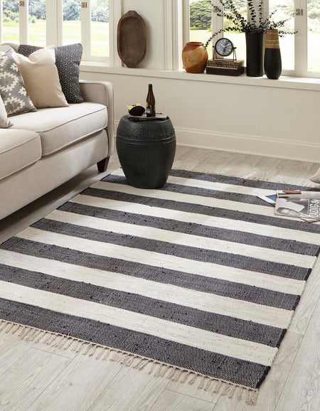 Tassel Trail Collection Area Rug - Pathway (Navy Blue)