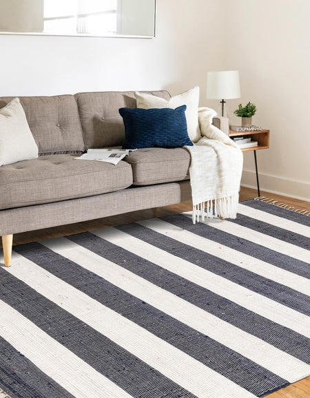 Tassel Trail Collection Area Rug - Pathway (Navy Blue)