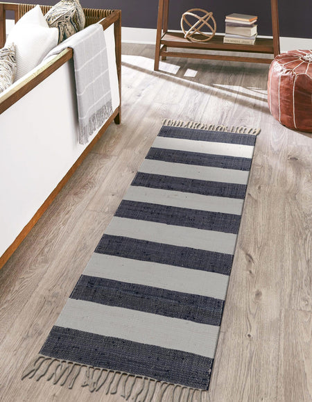 Tassel Trail Collection Area Rug - Pathway (Navy Blue)