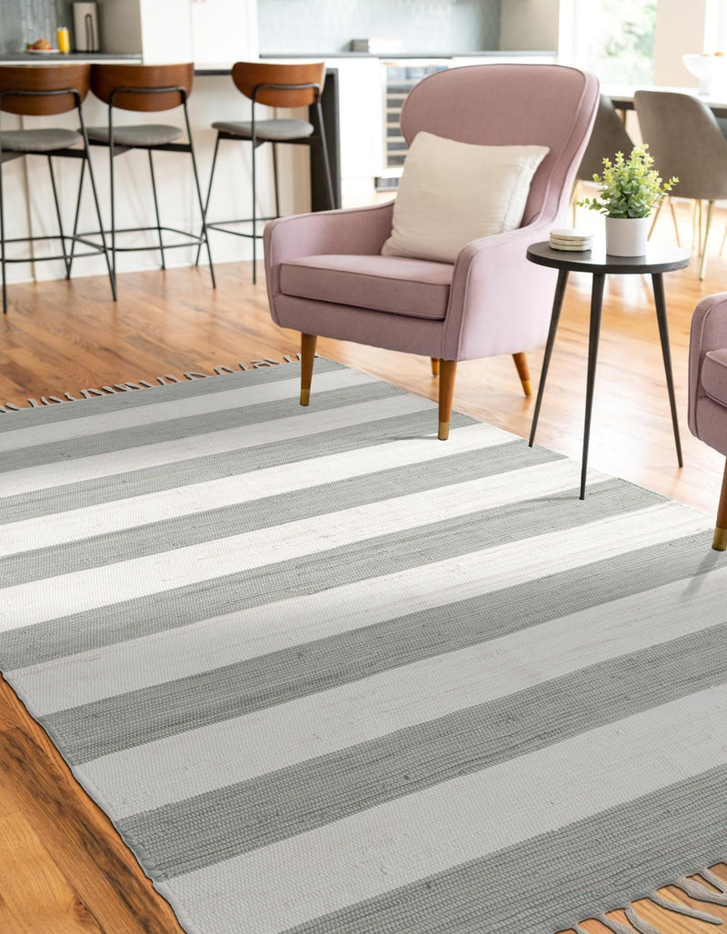 Tassel Trail Collection Area Rug - Pathway (Gray) Rectangle Gray  lifestyle 4