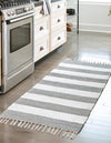 Tassel Trail Collection Area Rug - Pathway (Gray) Runner Gray  lifestyle 26