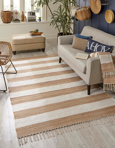 Tassel Trail Collection Area Rug - Pathway (Beige)