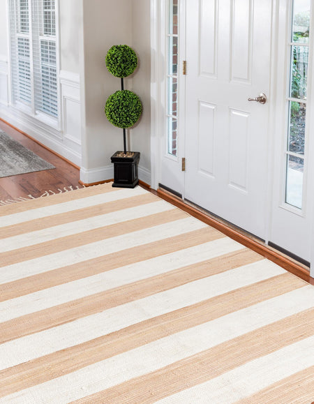 Tassel Trail Collection Area Rug - Pathway (Beige)