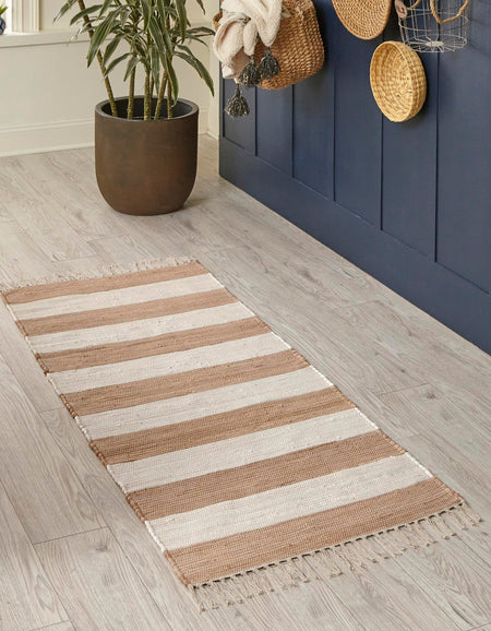 Tassel Trail Collection Area Rug - Pathway (Beige)