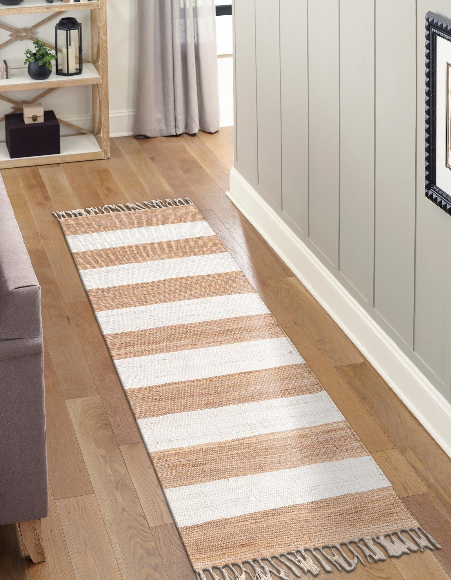 Tassel Trail Collection Area Rug - Pathway (Beige)