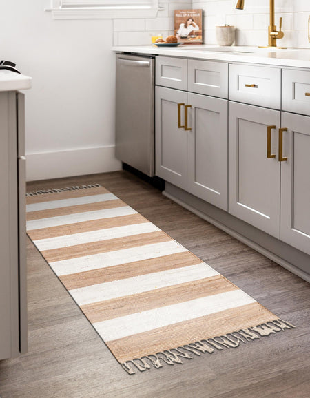 Tassel Trail Collection Area Rug - Pathway (Beige)