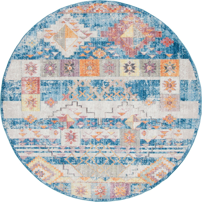 Seville Woven Collection Area Rug -  Giralda Round Blue  lifestyle 11