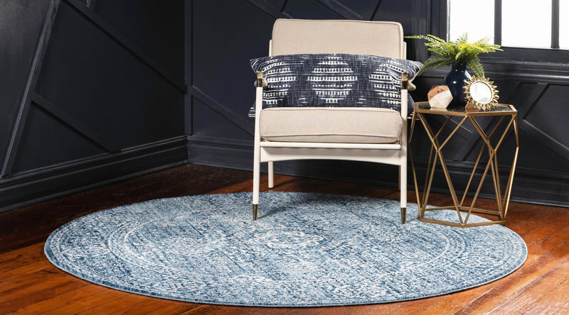 Bronx Loft Collection Area Rug -  Belmont Round Blue  lifestyle 44