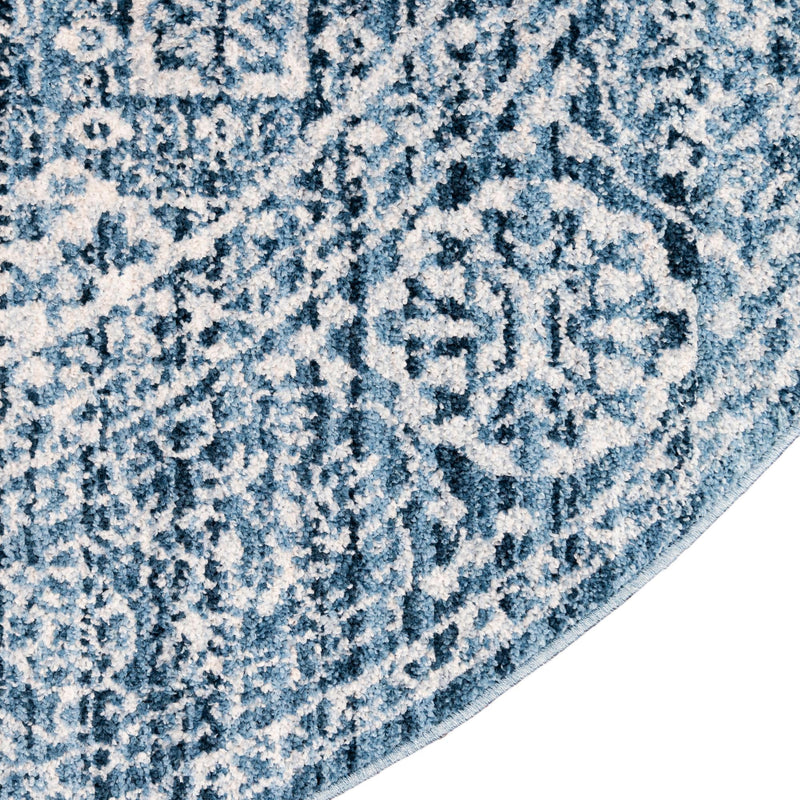 Bronx Loft Collection Area Rug -  Belmont Round Blue  lifestyle 60