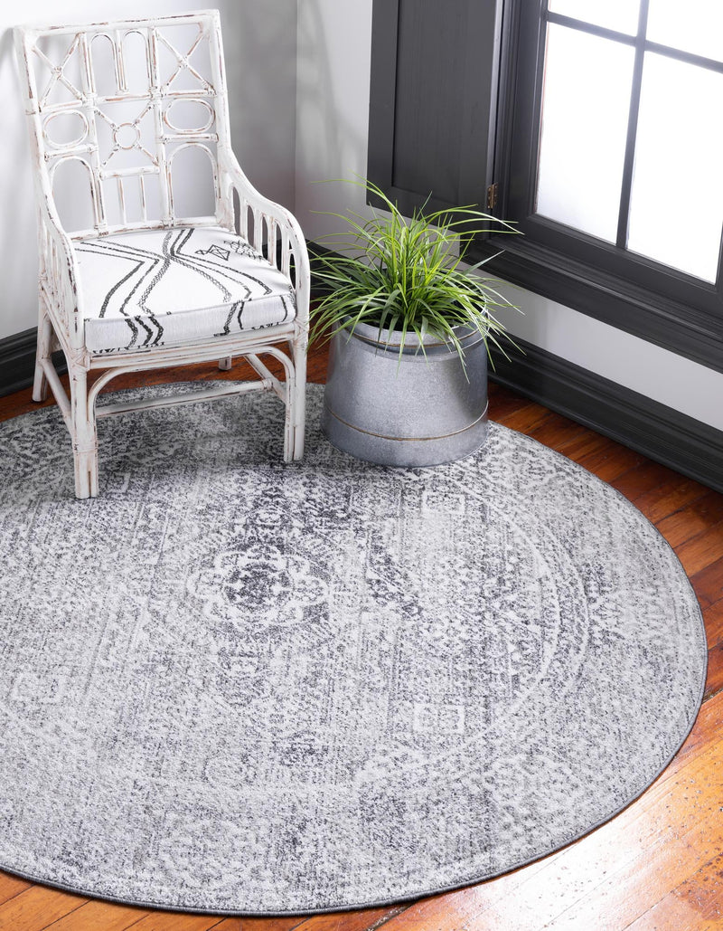 Bronx Loft Collection Area Rug -  Belmont Round Gray  lifestyle 52