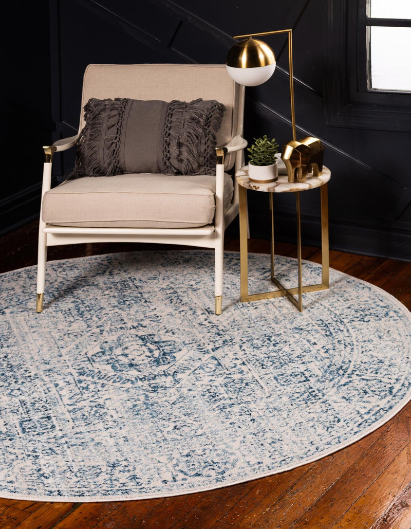 Bronx Loft Collection Area Rug -  Belmont Round Light Blue  lifestyle 54