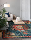 Brighton Terrace Collection Area Rug - Hove (Blue) Square Blue  lifestyle 40