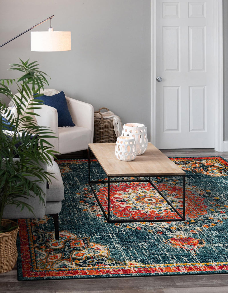 Brighton Terrace Collection Area Rug - Hove (Blue) Square Blue  lifestyle 40