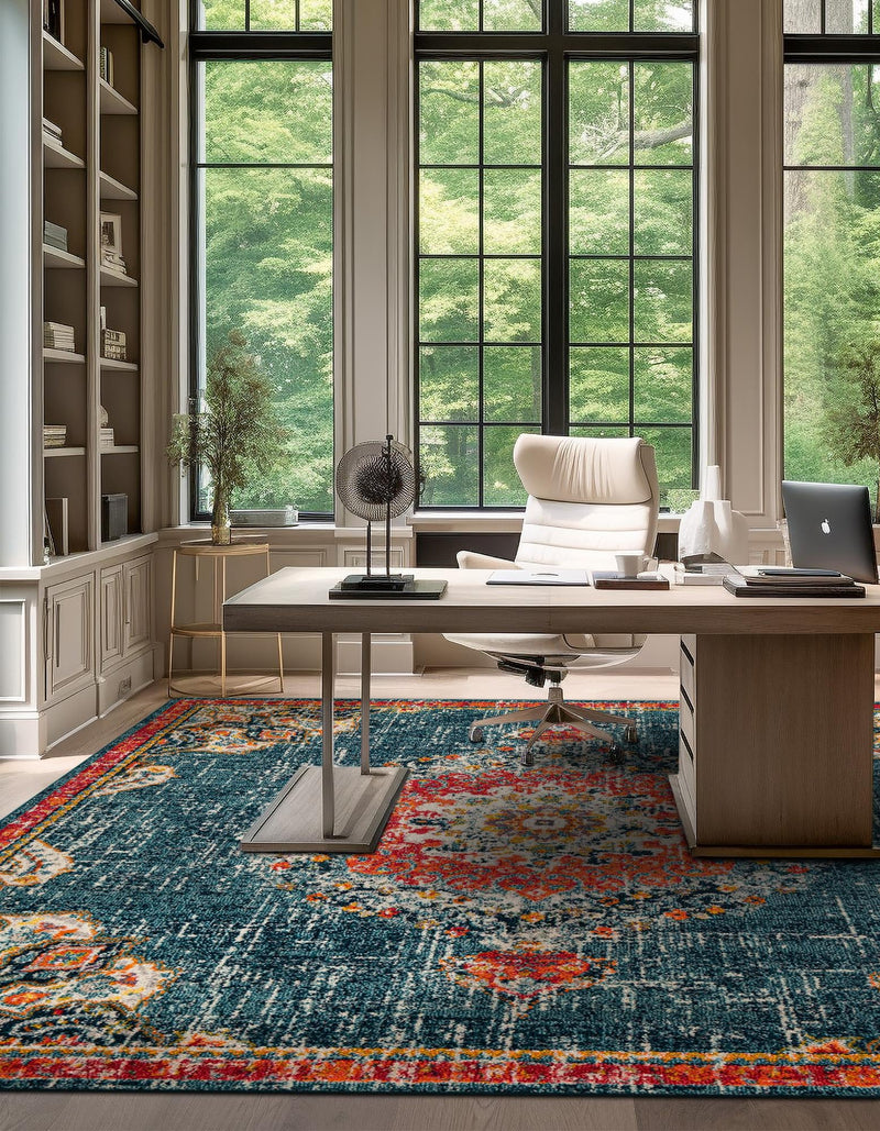 Brighton Terrace Collection Area Rug - Hove (Blue) Square Blue  lifestyle 57