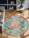 Brighton Terrace Collection Area Rug - Hove (Blue) Round Blue  lifestyle 76