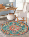 Brighton Terrace Collection Area Rug - Hove (Blue) Round Blue  lifestyle 81