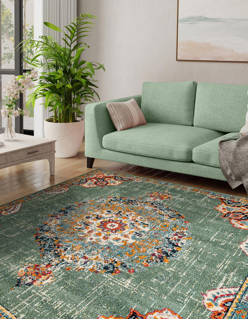 Brighton Terrace Collection Area Rug - Hove (Green) Square Green  lifestyle 36