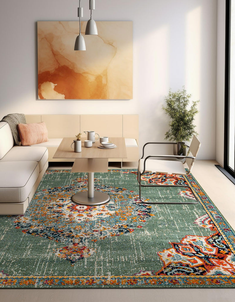 Brighton Terrace Collection Area Rug - Hove (Green) Square Green  lifestyle 54