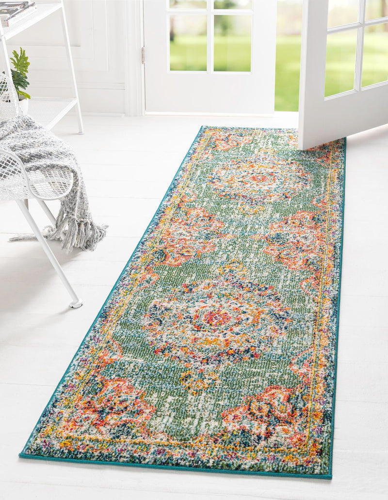 Brighton Terrace Collection Area Rug - Hove (Green) Runner Green  lifestyle 23