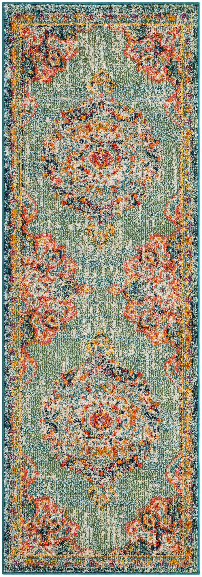 Brighton Terrace Collection Area Rug - Hove (Green) Runner Green  lifestyle 18