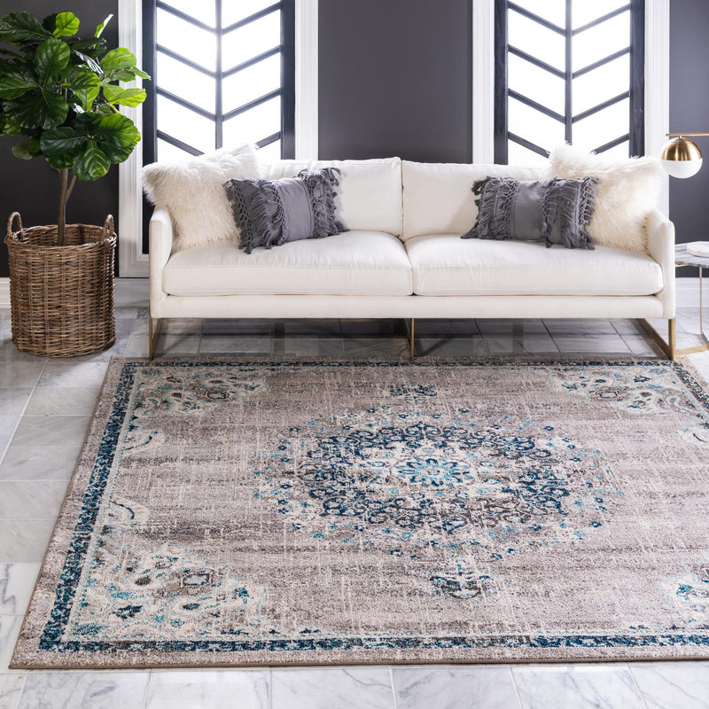 Brighton Terrace Collection Area Rug - Hove (Gray) Square Gray  lifestyle 18