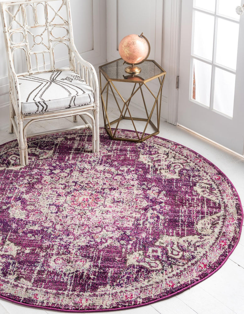 Brighton Terrace Collection Area Rug - Hove (Purple) Round Purple  lifestyle 15