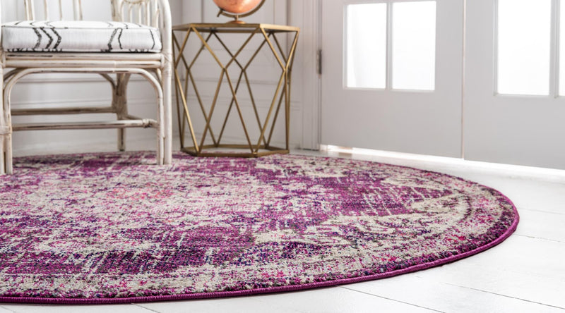 Brighton Terrace Collection Area Rug - Hove (Purple) Round Purple  lifestyle 21