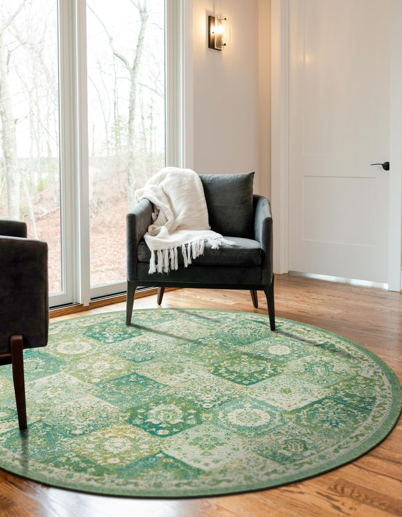 Brighton Terrace Collection Area Rug -  Rottingdean (Green) Round Green  lifestyle 27